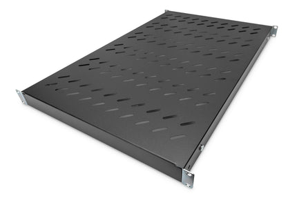Estante 1U de 19 pulgadas para racks de 1000 mm de profundidad 43x483x708 mm, ajustable hasta 900 mm de profundidad, color negro