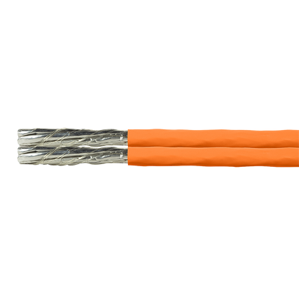 Cable de red dúplex S/FTP CAT7, rígido, 500 m, 100 % cobre, color naranja