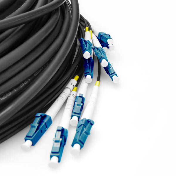 Cable de fibra óptica universal preensamblado de 150 m, monomodo OS2, 12 fibras, LC/UPC - LC/UPC 