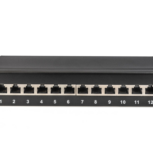 Cat6A 12-poorts patchpaneel 10" rack RAL 9005