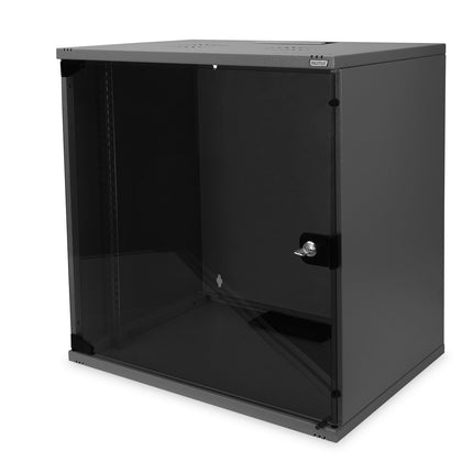 Armario de pared 12U, SoHo, sin montar, 540x400x595 mm, puerta frontal de cristal, negro (RAL 9005)