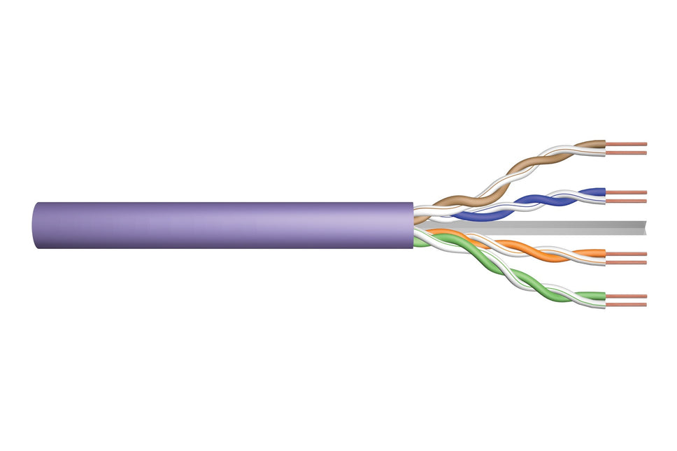 Cable de red UTP CAT6 rígido, 305 m, 100 % cobre, color morado