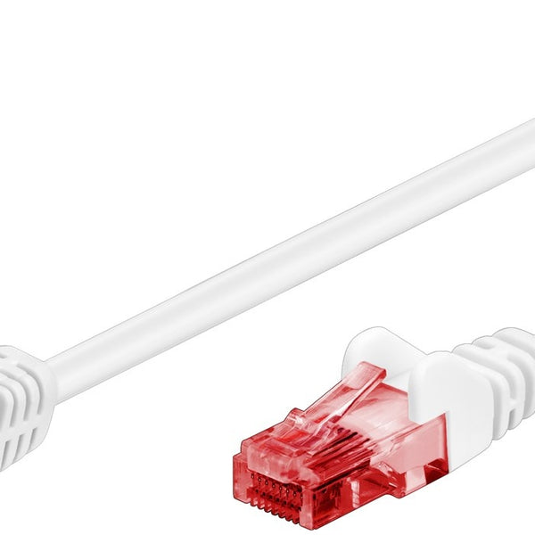 Cable de conexión CAT 6, 1x ángulo de 90°, U/UTP blanco, 2 m 