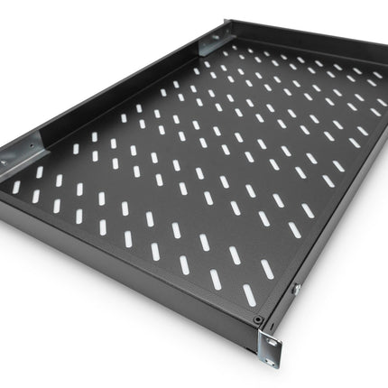 Estante 1U de 19 pulgadas para racks de 1000 mm de profundidad 43x483x708 mm, ajustable hasta 900 mm de profundidad, color negro