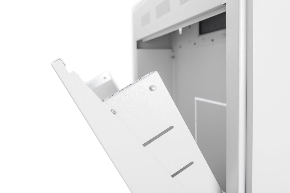 Inbouw wandkast, kantelbaar 778x628x127 mm, 2U, kleur lichtgrijs (RAL 7035)