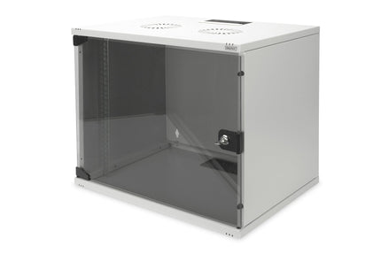 Armario de pared 9U, SOHO, sin montar, 540x400x460 mm, puerta frontal de cristal, gris claro
