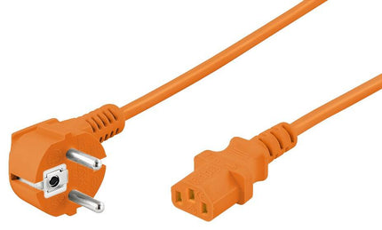 Cable de alimentación CEE 7/7 acodado (macho) a C13 (hembra) 5 m naranja
