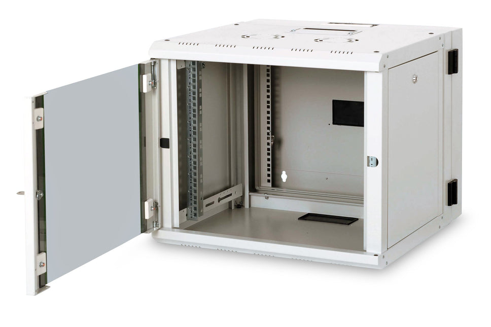 9U wandkast, Unique, 600x600x509 mm dubbel sectie, zwenkbaar, lichtgrijs (RAL 7035)