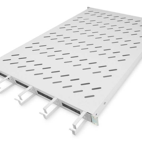 19 Inch 1U shelf for 1000 mm deep cabinets incl. cable management, grey