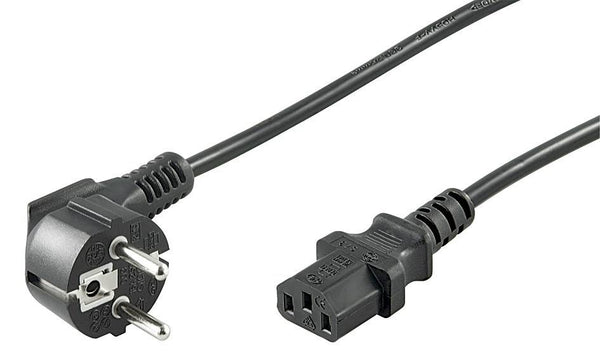 Cable de alimentación CEE 7/7 acodado (macho) a C13 (hembra) 3 m negro