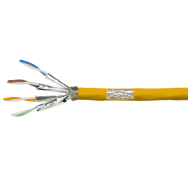 Cable de red S/FTP CAT7a, rígido, 500 m, 1200 MHz, amarillo