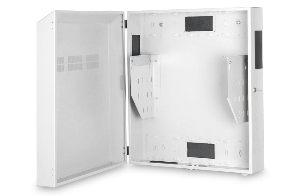 Wall cabinet, slim 800x640x220 mm, 4U vertical, color light gray (RAL 7035)