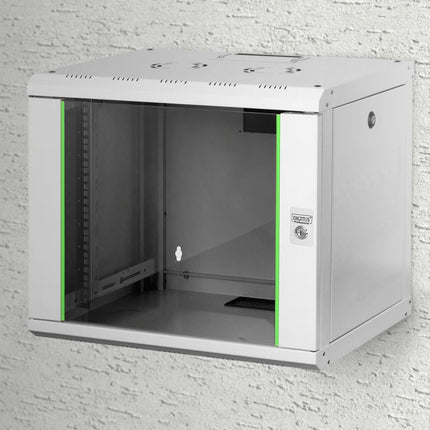 9U wandkast, Unique 600x450x509 mm, kleur lichtgrijs (RAL 7035)