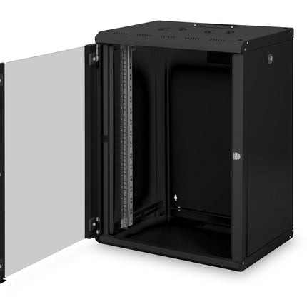 16U wall cabinet, Unique 600x450x820 mm, colour black (RAL 9005)