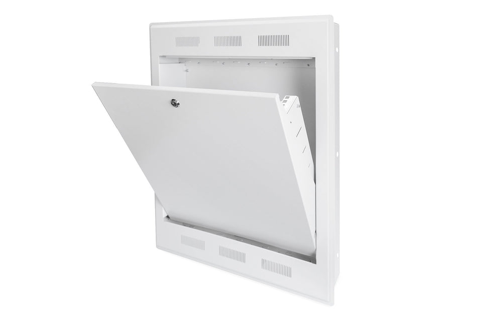 Inbouw wandkast, kantelbaar 778x628x127 mm, 2U, kleur lichtgrijs (RAL 7035)