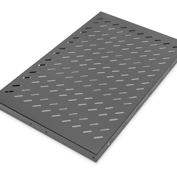 Estantería 1U de 19 pulgadas para racks desde 1000 mm de profundidad 44x486x770 mm, hasta 50 kg, color negro (RAL 9005)