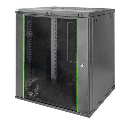 Armario de pared 16U 600x600x789 mm, color negro (RAL 9005)