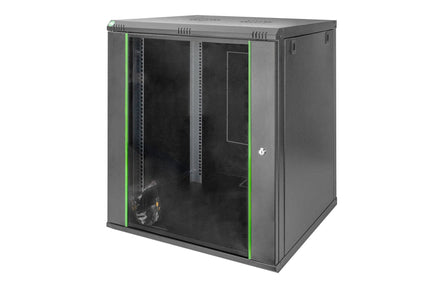 Armario de pared 16U 600x600x789 mm, color negro (RAL 9005)