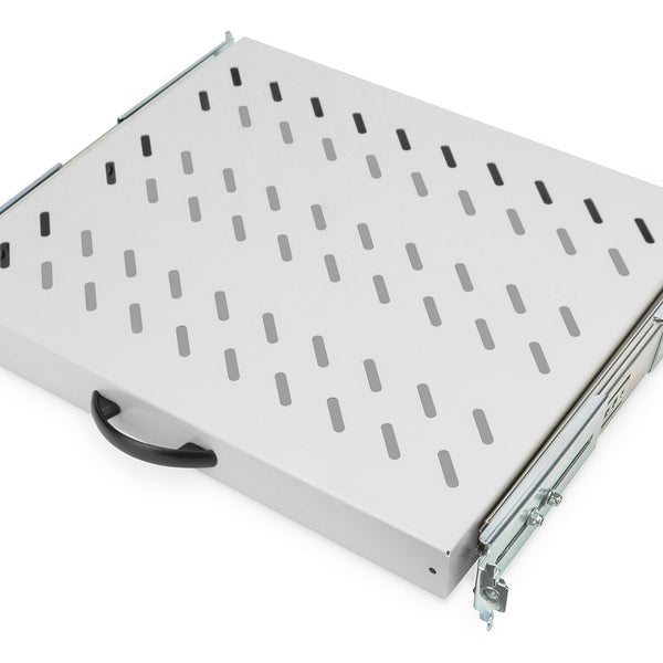 Estantería extensible 1U para racks de 600 mm de profundidad 40x485x368 mm, hasta 25 kg, gris claro (RAL 7035)