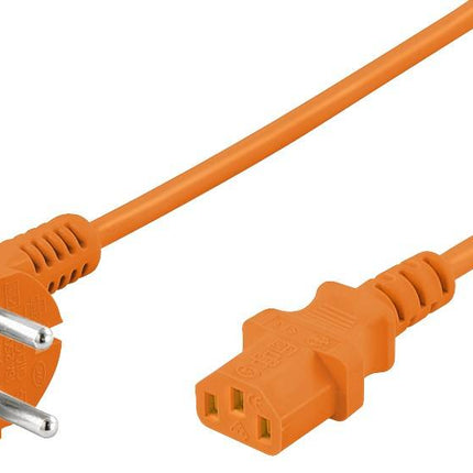 Cable de alimentación CEE 7/7 acodado (macho) a C13 (hembra) 3 m naranja