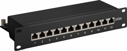 Panel de conexión CAT 6a de 10 pulgadas y 12 puertos