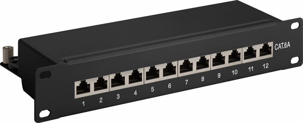 Panel de conexión CAT 6a de 10 pulgadas y 12 puertos