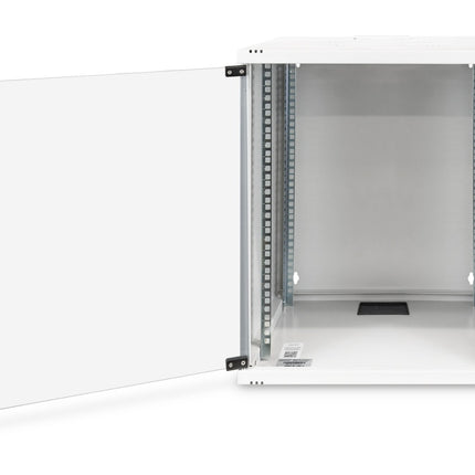 12U wall cabinet, SOHO, unassembled 595x540x400 mm, full glass front door, gray