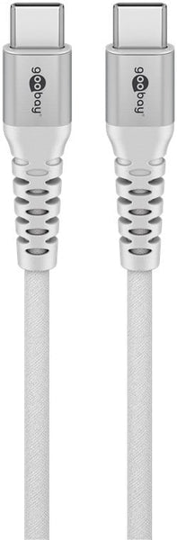 USB-C 2M superzachte textielkabel met metalen stekkers wit