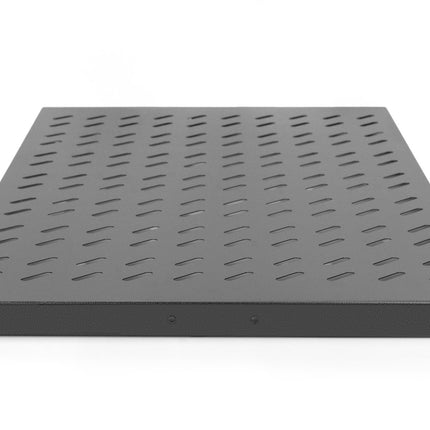 Estantería 1U de 19 pulgadas para racks desde 1000 mm de profundidad 44x486x770 mm, hasta 50 kg, color negro (RAL 9005)