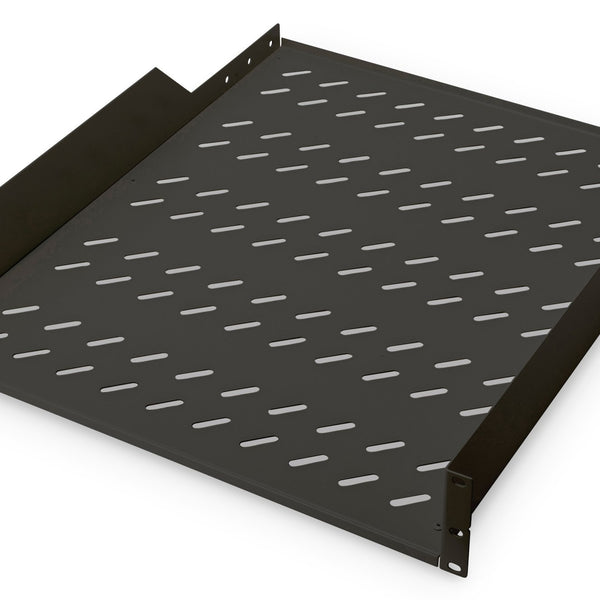 19 Inch 2U legbord voor rekken vanaf 800 mm diepte 88,5x482x552 mm, tot 25 kg, zwart (RAL 9005)