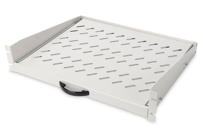 2U uitschuifbaar legbord voor kasten vanaf 450 mm diepte 88x483x352 mm, tot 30 kg, lichtgrijs (RAL 7035)