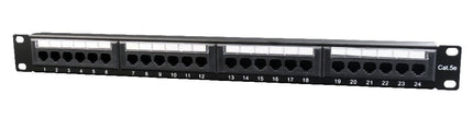 Panel de conexión CAT5e de 24 puertos con barra trasera