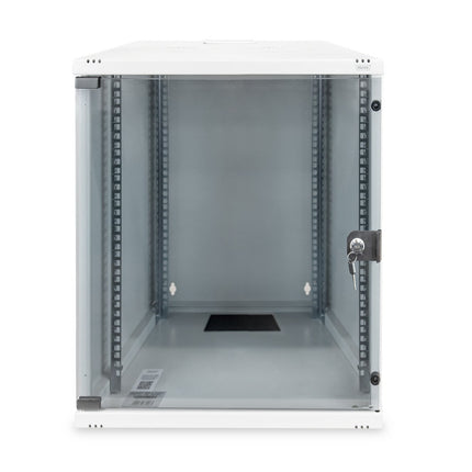 12U wall cabinet, SOHO, unassembled 595x540x400 mm, full glass front door, gray