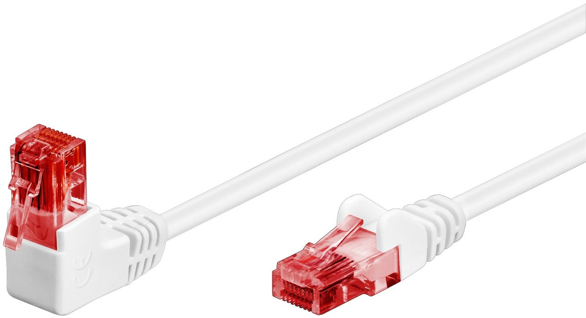 CAT 6 patchkabel 1x 90° haaks, U/UTP wit  3 M