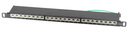 Panel de conexión CAT6a de 19 pulgadas delgado, 24 puertos, 0,5U