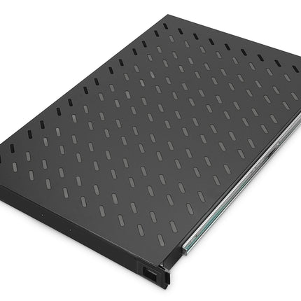 1U pull-out shelf for cabinets from 1000mm depth max. 65 kg black